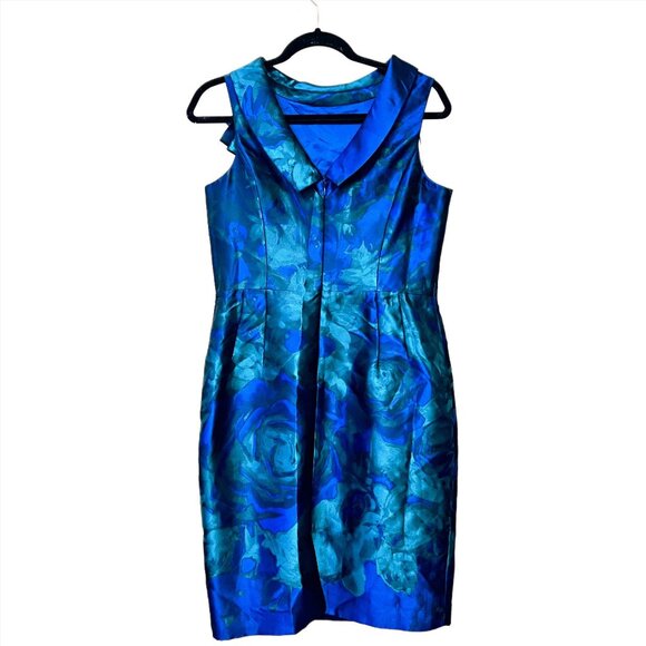 Rickie Freeman TERI JON Floral Bodycon Cocktail Dress A-Line Midi RUNS SMALL - Picture 3 of 9